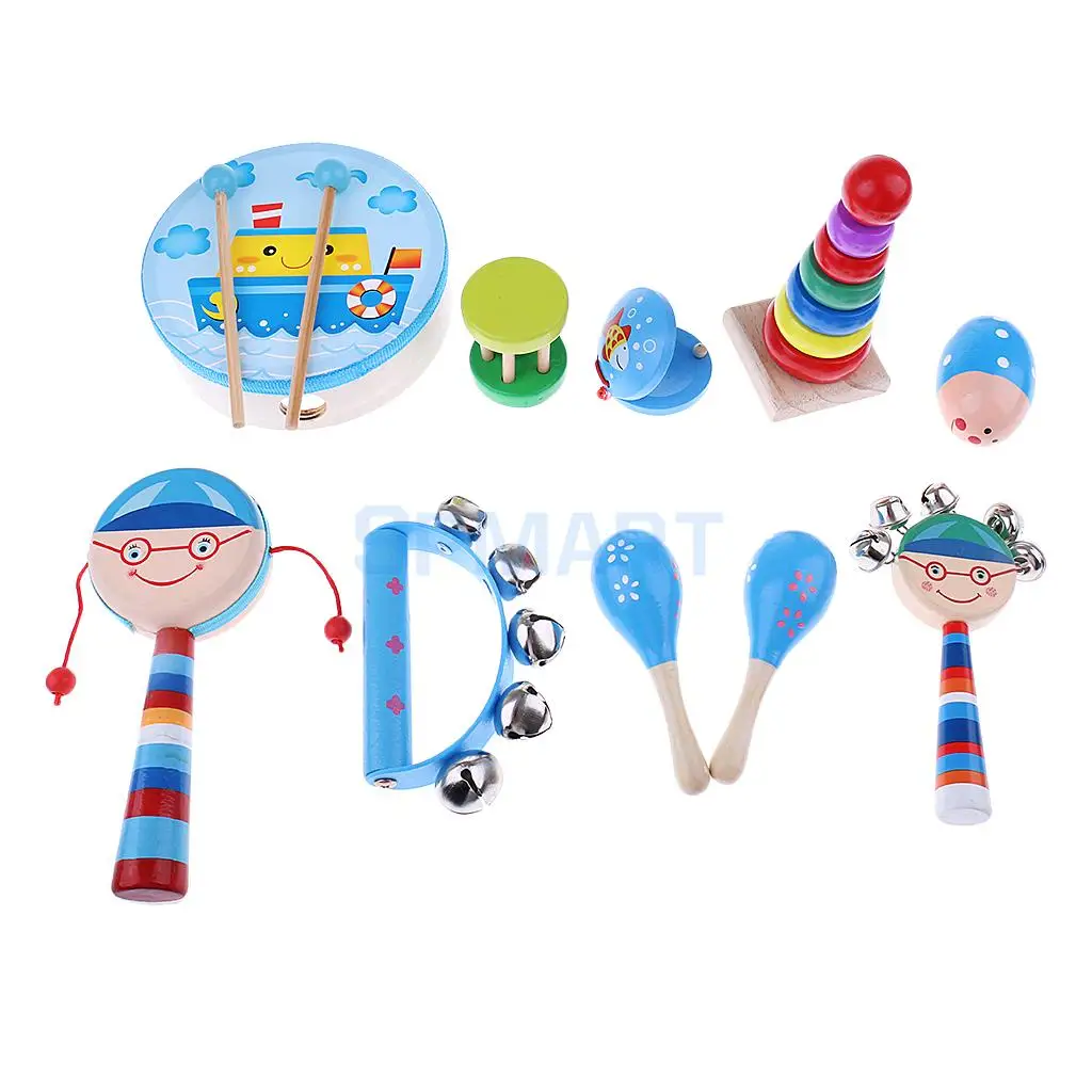Orff World Percussion Musical Instruments Handbell Tambourine Kit Kids Music Band Rhythm Kit Early Learning Educational Toys
