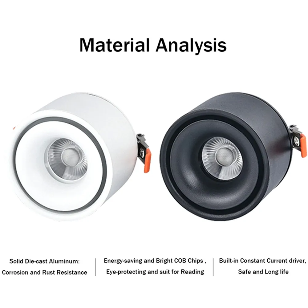 [DBF]90 Degree Foldable LED Recessed Downlight 3W 5W 7W 10W 12W 15W Clothing Store Pic Background Ceiling Spot Light AC85-265V
