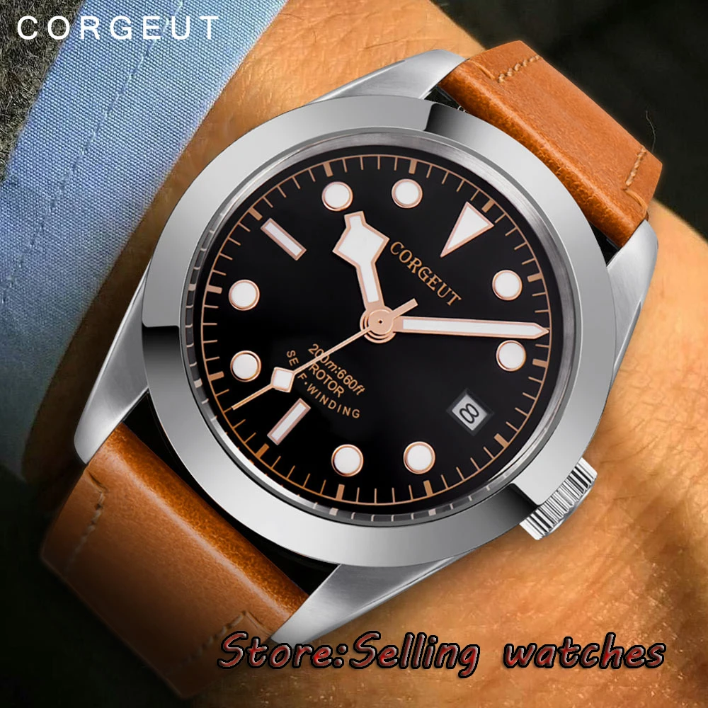 polisehd 41mm corgeut black dial sterile dial Sapphire Glass miyota Automatic mens Watch polisehd 41mm corgeut black dial sterile dial Sapphire Glass miyota Automatic mens Watch