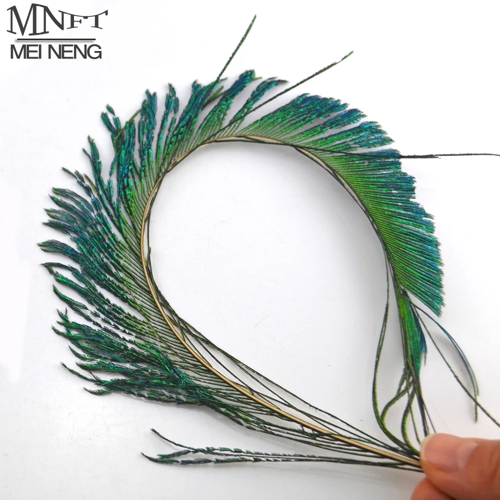 MNFT 50pcs Peacock Feather Fly Tying Material Olive Green Color Fly