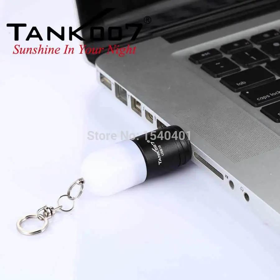 Новый светодиодный мини светильник Cree фонарик tank007 брелок USB10 черный литий ионный