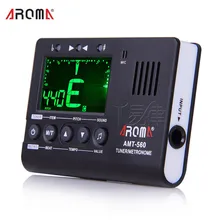 Aroma amt-560 Guitarras Tuner eléctrico sintonizador metrónomo micrófono incorporado con función de recogida para Guitarras cromática Bass Violines Ukuleles