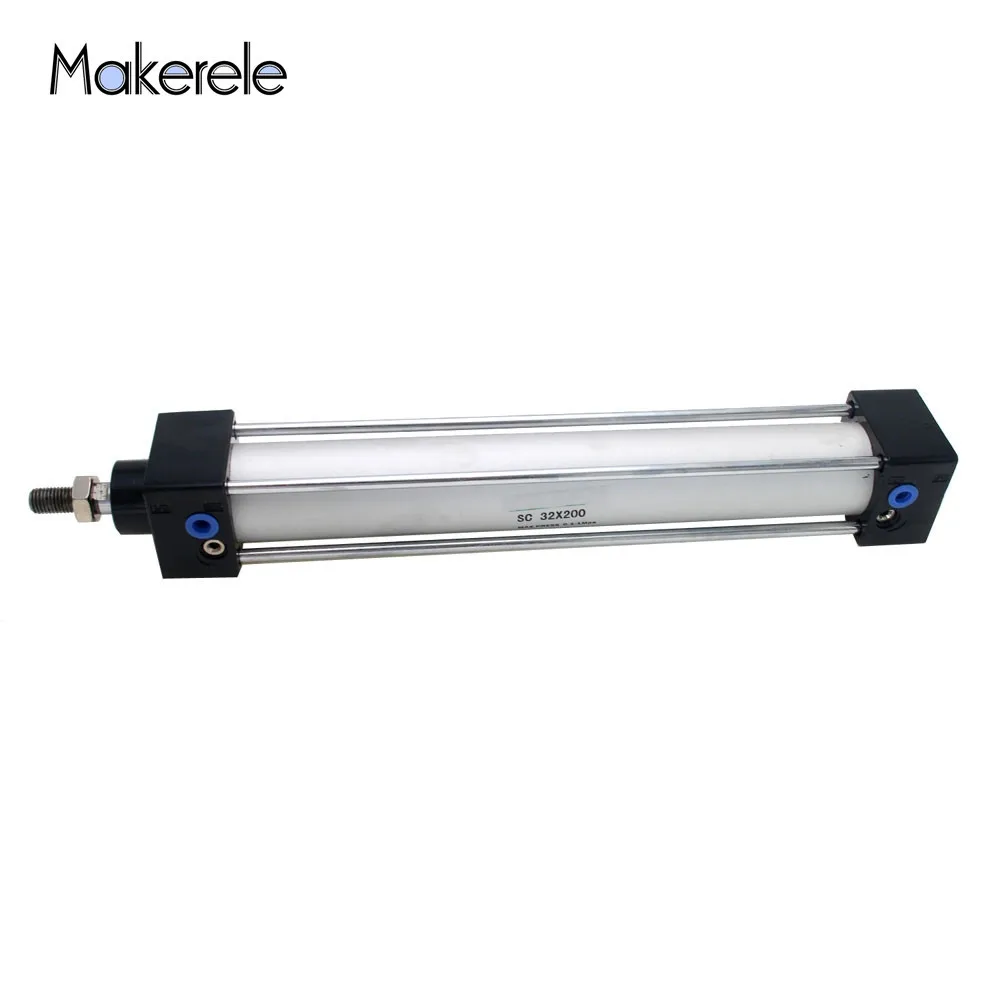 

Makerele Mini Pneumatic Cylinder Double Acting Air Cylinder 32mm Bore 200mm Stroke Proof Pressure 1.35 MPa SC32-200 Hot Sale