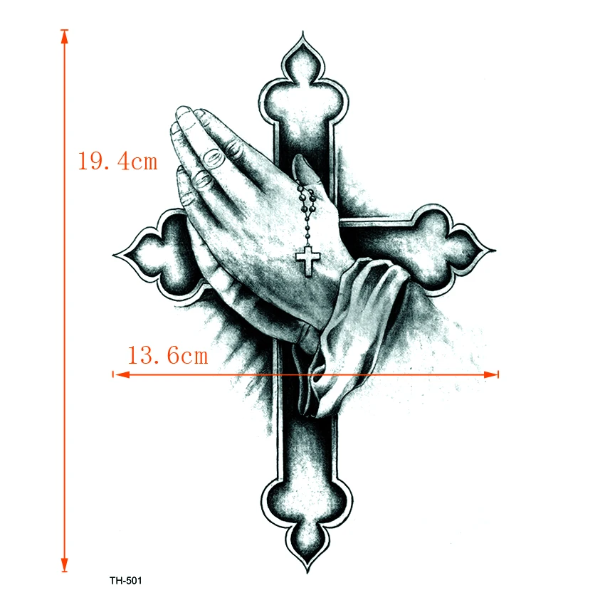 Молящийся крест водонепроницаемый временная татуировка наклейка татуаж христианские татуировки детские наклейки для боди-арта хна татуировки художественная татуировка