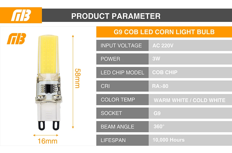 5 шт. G9 COB светодиодный светильник-кукуруза 3 Вт AC220V без мерцания Точечный светильник люстра Высокое качество люстра светильник Замена 20 Вт галогенная лампа