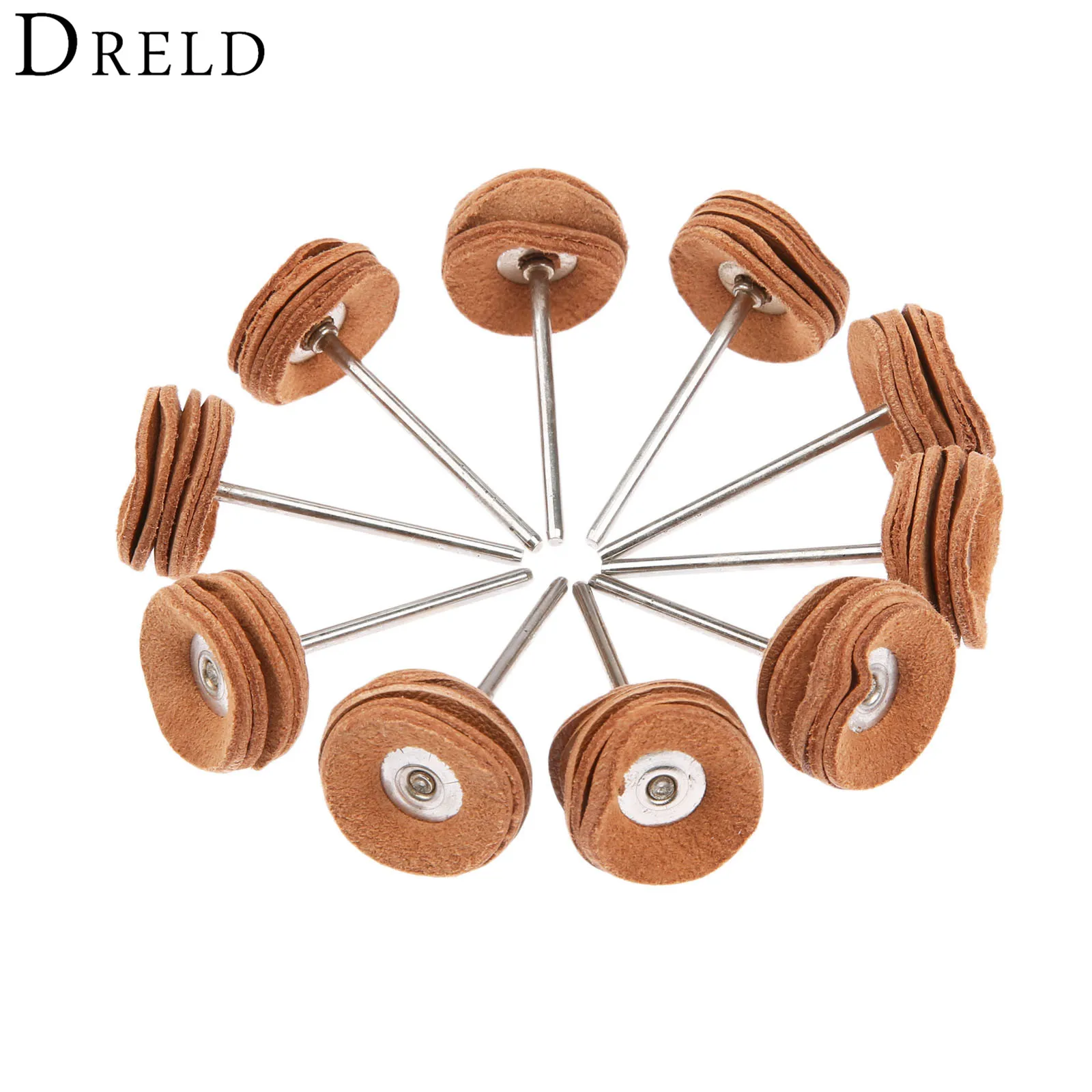DRELD 10Pcs Dremel Accessories 22mm Leather Polishing Buffing Wheels