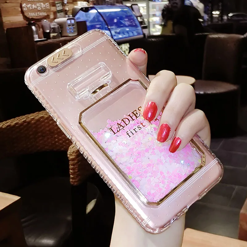 Hot Girl Pink Glitter Bling Perfume Bottle Dynamic Liquid Quicksand Phone Cases For iphone 8 7 plus 6S 6 X XS Max XR Cover Case iphone 7 case