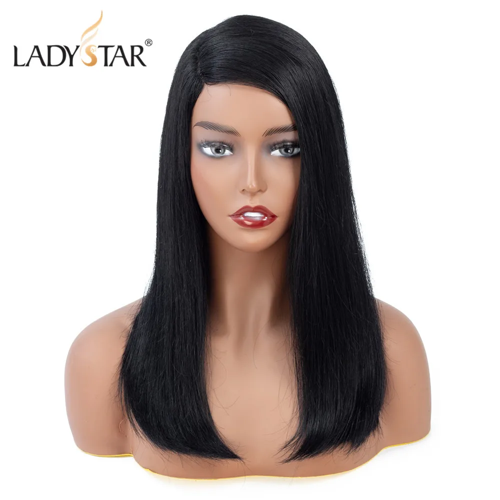 

LADYSTAR Brazilian Lace Hairline Human Hair Wigs For Black Women Remy Hair Straight Lace hairline Wigs free shipping