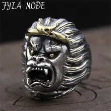 Support Drop Ship Great Animal Gorilla Ring 100% S925 Sterling Silver Jewelry Punk Ape Man Shape Ring 30.50MM 26.20G PBG059