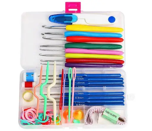 53 in 1 Full Set DIY 16 sizes Crochet Hooks Needles Stitches Knitting Craft Case Crochet set Weaving Tools Sewing Tools ZXH