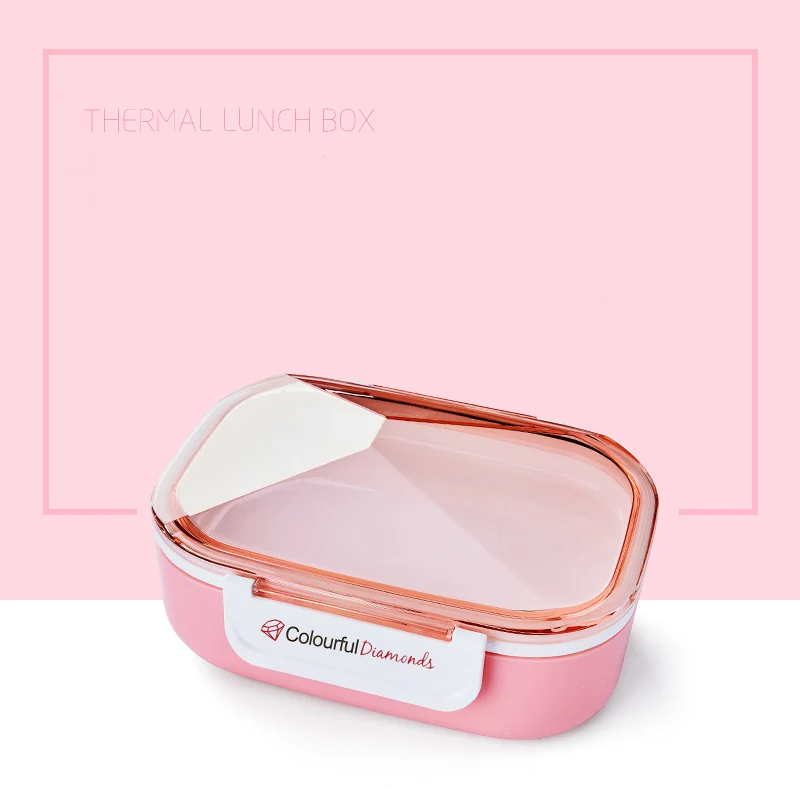 Розовый ONEUP Алмазный Ланч-бокс экологичный Bento box Microwavable контейнер для хранения продуктов с столовыми приборами миска для детского пикника - Цвет: Розовый