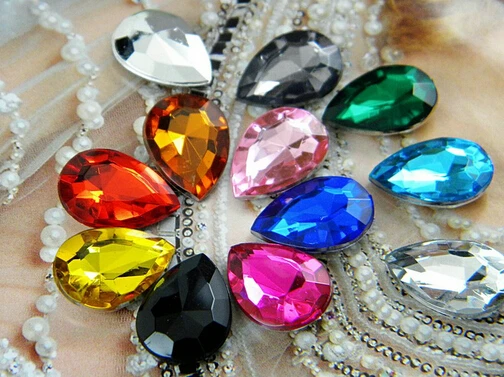 

500pcs/Bag 13*18mm Tear Drop Shape Point Back Acrylic Beads / Stones ,Acrylic Plastic 3D Nail Art / Jewelry / Garment Decoration