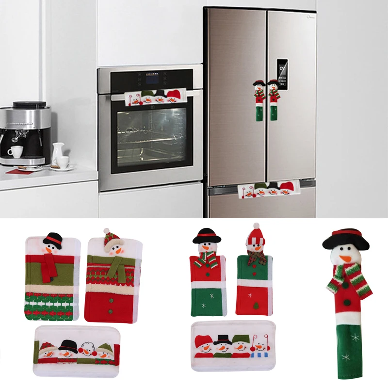 3 шт Рождественская микроволновая печь кухонный прибор холодильник Дверная ручка Крышка