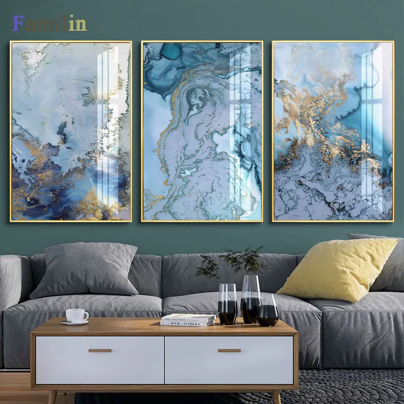 

Abstract Blue Tone Canvas Posters Print Unique Decor Wall Art Pictures For Living Room Bedroom Studio Aisle Entrance Cafe