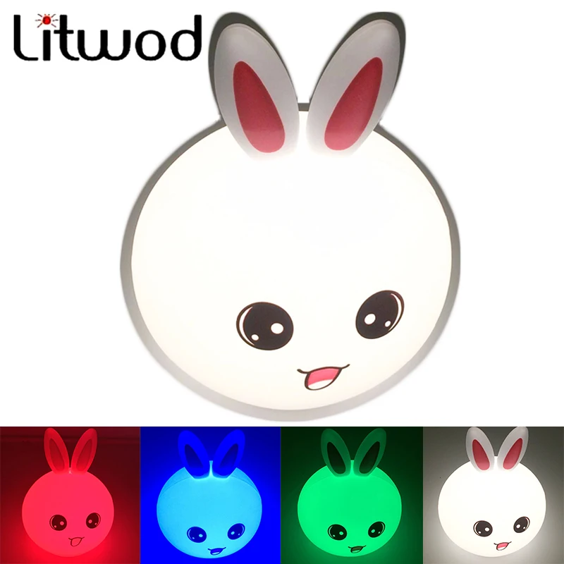 

litwod Z20 rabbit Silicone Gradient LED Night Light Colorful Rechargeable light 4 Mode Children Cute Night Lamp built-in battery