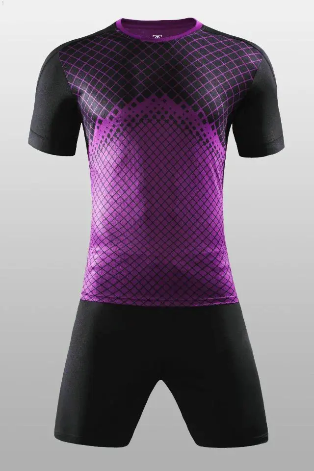 Мужские комплекты для футбола с принтом и длинным рукавом, комплекты для футбола, тренировочный спортивный костюм, футболки для футбола фиолетового цвета - Цвет: Фиолетовый