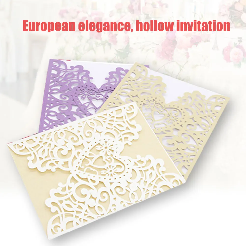  20 Pcs Invitation Cards Paper Hollow European Style for Wedding Business Birthday Party E2S - 4000027155946