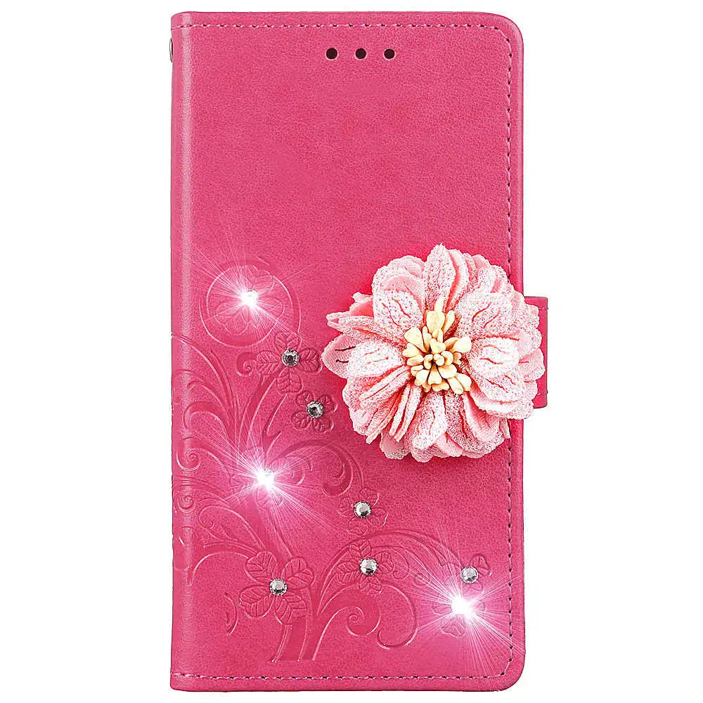 

3D Bling Diamond Leather Wallet Case For Sony XZ4 Redmi Note 7 Huawei Nova 4 Enjoy 9 Honor 8A Galaxy A8S J7 DUO Flower 1PCS