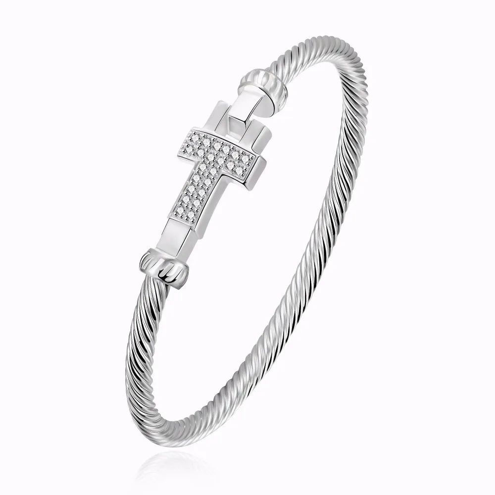 

Hot sterling silver jewelry creative cable modeling T prefix bracelet women's punk wind bracelet hip-hop rock style jewelry