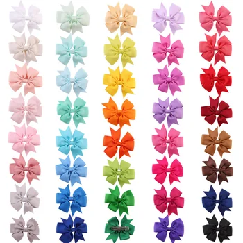 

40pcs/set Baby Girl Hair Grips Rainbow Colors Kids Hair Accessories Multi Colors Girls Bow Grip