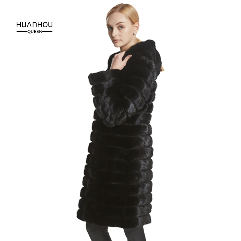 

Real mink fur coat for women,long style,collar or with hood , extra large plus size women winter coat jacket,Always grow