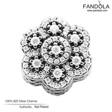 Кристаллизованный, цветочный подвески из стерлингового серебра 925 прозрачные бусины из циркона для изготовления ювелирных изделий Подходит для оригинальных браслетов kralen perles