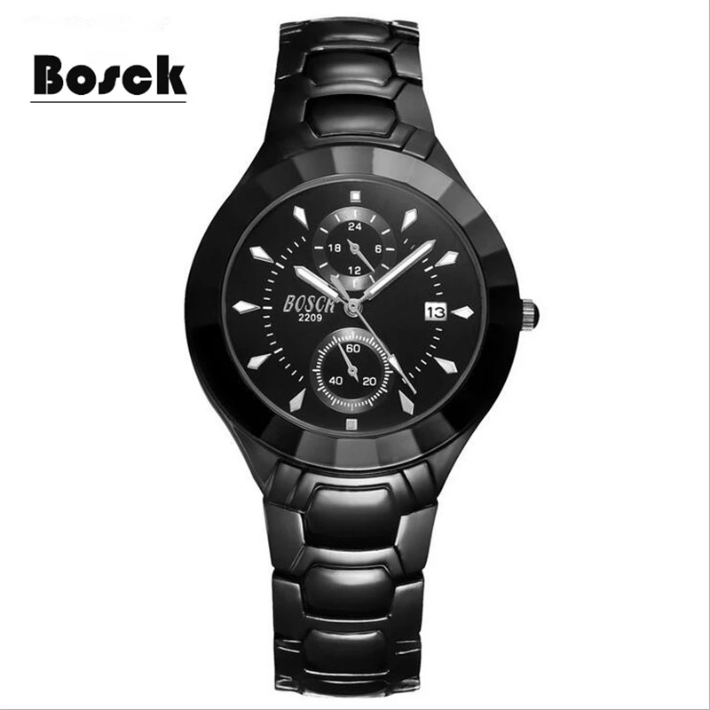 

BOSCK men's quartz watch black luxury business watches steel fashion watches relogio masculino montre homme marque de luxe reloj