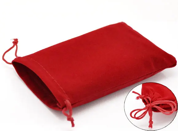 Doreen Box hot-Red Velveteen мешочек для ювелирных изделий с шнурком 15x10 см(5-7/" x3-7/8"), 10 шт(B16635
