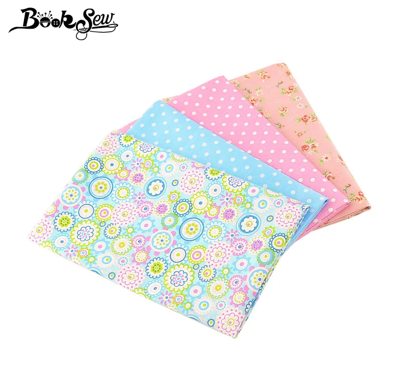 Booksew Stoffen Cotton Fabric 4PCS/lot 40cmx50cm Floral Dots Telas Patchwork Algodon Sewing Clothes Tissu Tilda Materials