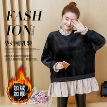 The new 2017 fashion go out plus cashmere thicken silver fox stitching breastfeeding women sweater feeding dessert