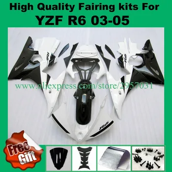 

03-05 Fairing kits fit for YAMAHA YZF R6 2003 2004 2005 YZFR6 03 04 05 YZF600 R6 03-05 white black ABS fairings parts #77P1S