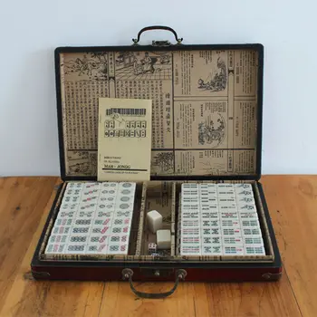 

New Chinese Antique Mahjong Games with English Instruction Four Winds Board Game 3x2.2x1.5cm Mah-Jong wooden Box majiang k8356
