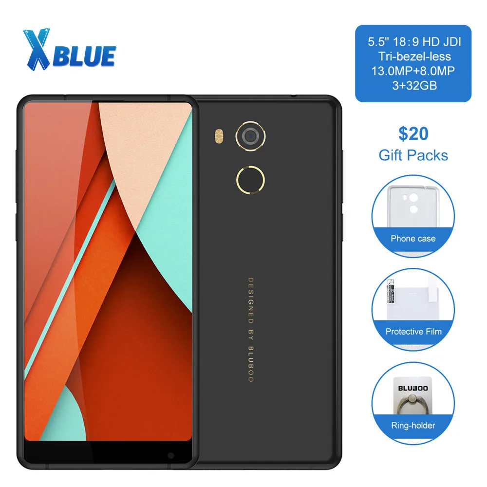 

BLUBOO D5 PRO Smartphone 5.5" 18:9 display 3GB 32GB MTK6737 Quad-core Android 7.0 2700mAh 13MP fingerprint 4G LET Mobile Phone