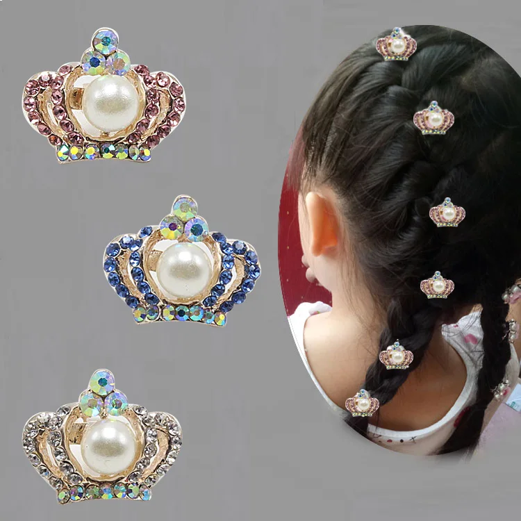 6pcs Tiny Cute Hair Clip Crown Tiara Hair Grip Lovely Girls Hairwear