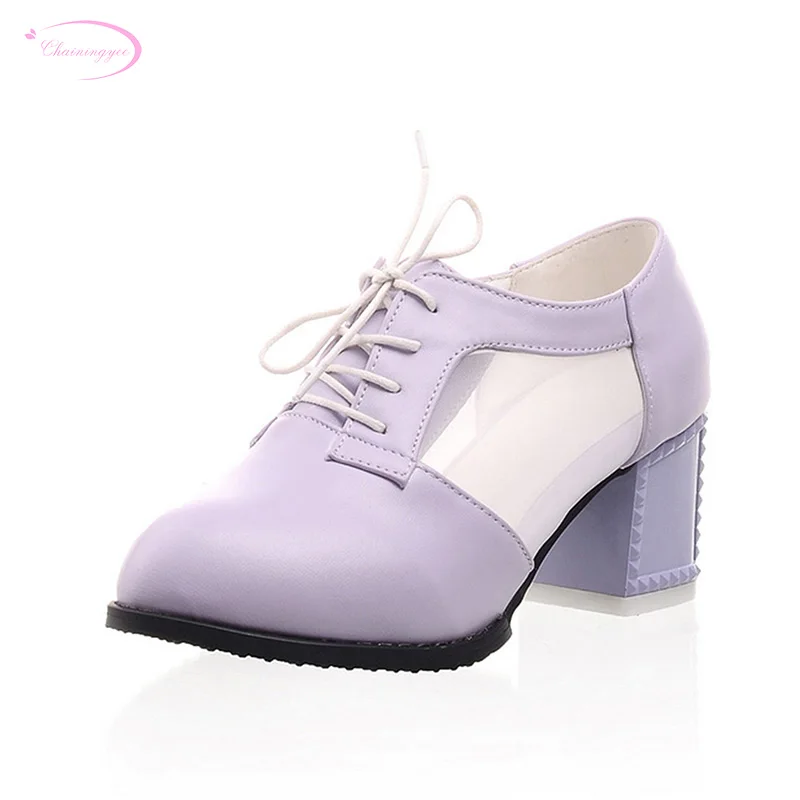 

Chainingyee college dating sexy pointed toe pumps fashion lace-up transparent gauze purple black white med heel women's shoes