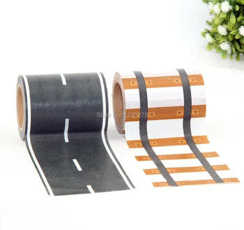 New 1pcs 60mm*10M Railway Road Washi Tape ,wide creative traffic road Adhesive Masking Tape, road for kids toy car play 48mmx5m railway road washi tape wide creative traffic road adhesive masking tape road for kids toy car play