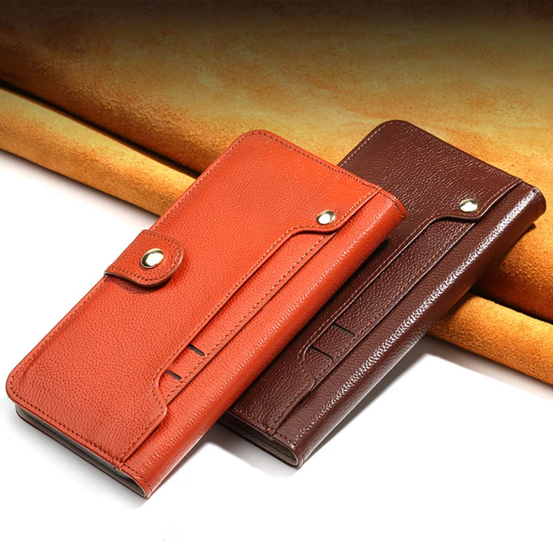 

JUNDONG Genuine Leather Case For iPhone 8 X Litchi Texture Purse Card Slots Phone Button Cover For iPhone 6 6S 7 Plus Wallet