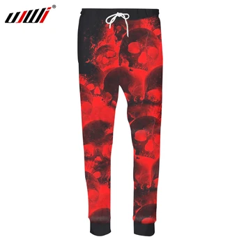 

UJWI 2018 New Fashion Unisex Horror Sweatpants 3D Printed Red Skull Pants Funny Hip Hop Casual Joggers Harajuku Pants