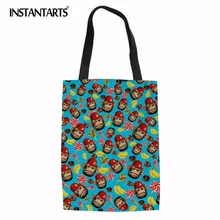 INSTANTARTS Милый Мультфильм Орангутанг Банан Для женщин холщовой сумки бренда Дизайн дамы белье сумка многоразовые тканевые сумки