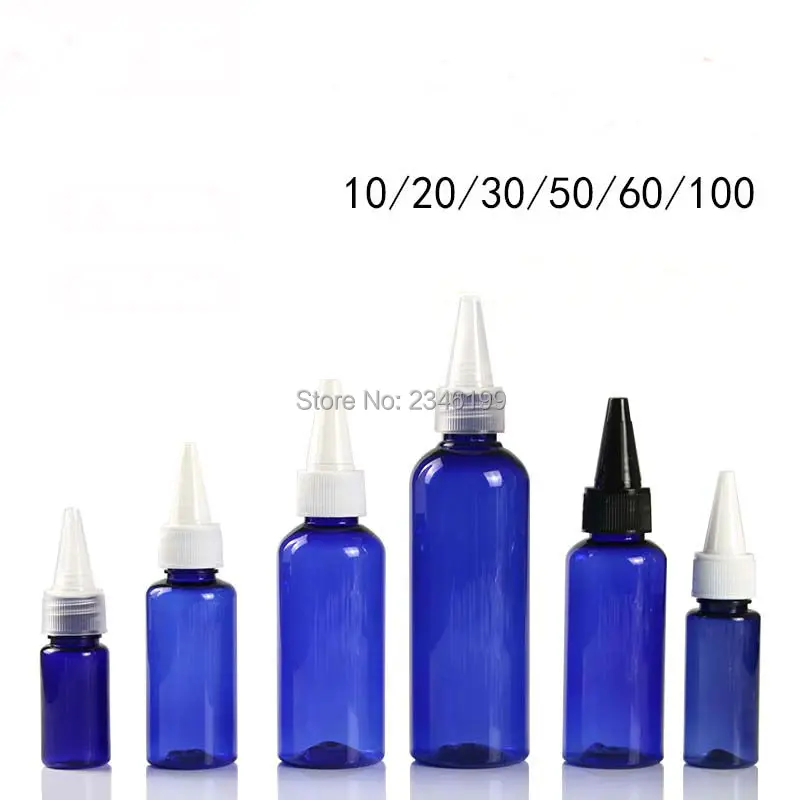 Empty Plastic Bottle 50ml White Cover Plastic Bottle 30ml Empty Cosmetic Container Transparent Blue Tip Cap Plastic Bottle (8)