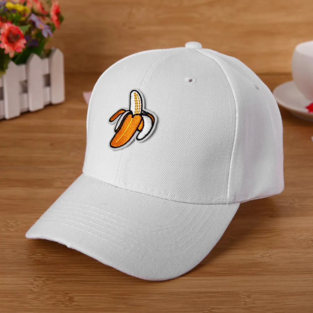 Trendy Banana Embroidery Baseball Cap Unisex Solid Snapback Hats