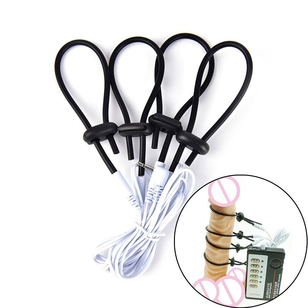 New Shock Therapy Penis Cock Rings Extender Electrical Stimulation Massage Sex Products Electro Penis Ring Themed Toys