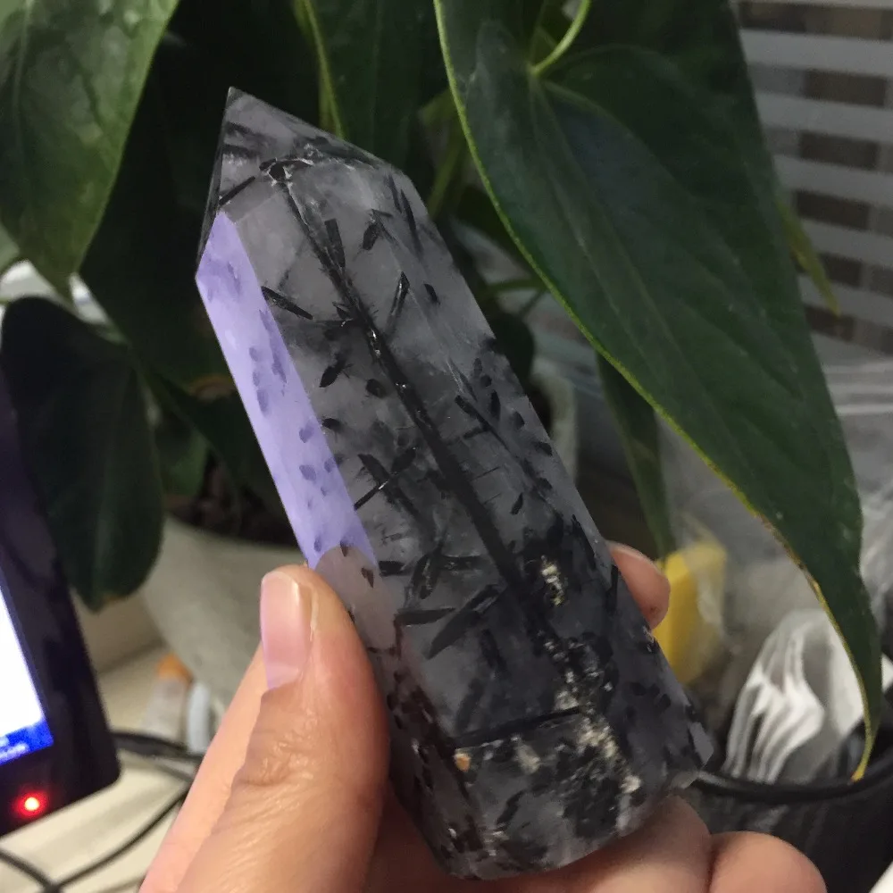 BEST QUALITY A245(198g) Natural Black Tourmaline Hair Quartz Crystal