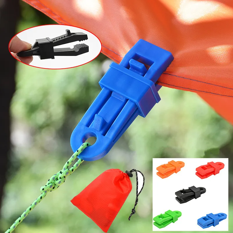 

4PCS Outdoor Sky Tent Wind Rope Buckle Clip Canopy Windproof Fixed Added Pull Ropeplastic Clip Safety Buckle Field Accessories