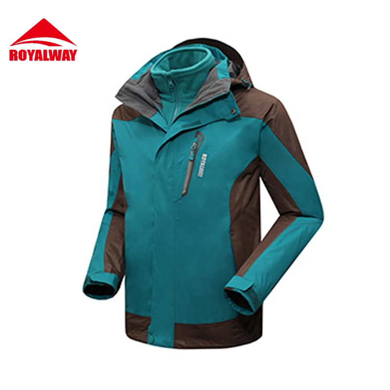 ROYALWAY 2Pieces Men Hiking Jackets Outdoor Jacket Men 3 In 1 Outdoor Jackets Men Waterproof Windproof #RFOM4285E