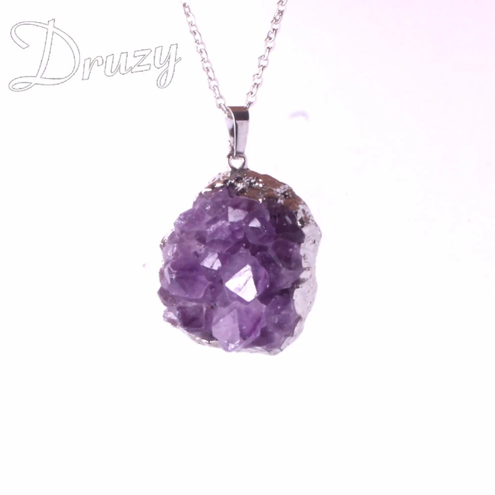 1PCS Druzy Crystal Geode Quartz Gemstone Pendant Connector Druzy Crystal Necklaces Crystal Geode Gem Stone Quartz Pendant Necklace