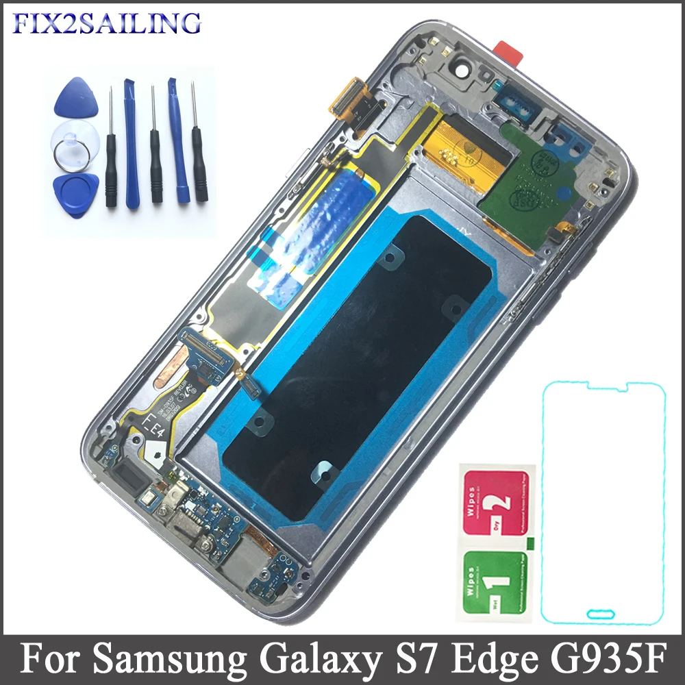 

5.5'' SUPER AMOLED LCD For SAMSUNG Galaxy S7 Edge G935 G935F Touch Screen Digitizer Display with Frame For S7 Edge Free shipping
