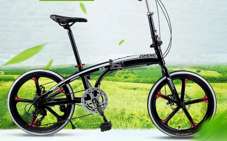 Best Portable Single-Wheel Folding Bicycle Quality Carbon Steel Frame 20-Inch Variable Speed Front and Rear Mechanical Disc Brake 7