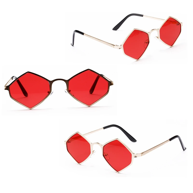 Солнцезащитные очки в форме ромба Для женщин Винтаж 2018 лето фиолетовый желтый Розовый и красный цвет солнцезащитные очки для Для мужчин