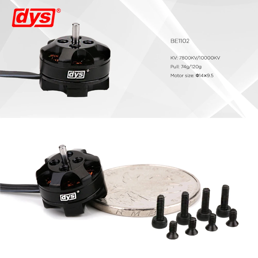 

DYS BE1102 7800KV 10000KV 2-3S Mirco Brushless Motor For 80 90 100 FPV Racing drone